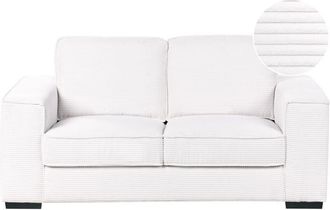 Beliani Beliani - Sofa Corduroy Jumbo Cord 2 Seater Comfortable Living Room Modern White Vikran
