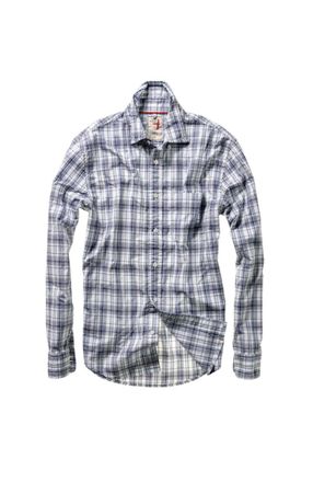 Relwen Mens Broadcloth Madras In White/blue Plaid