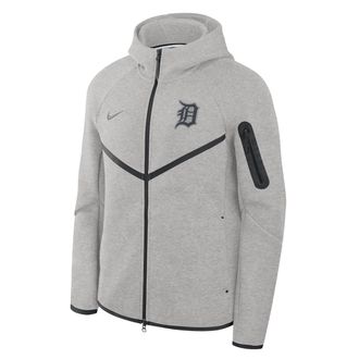 Nike Detroit Tigers Tech Fleece Windrunner Nike Mens MLB Full-Zip Hooded Jacket in Grey | 05L4086NDG-J35