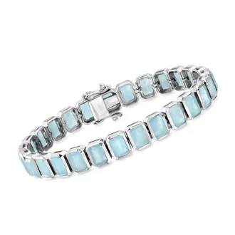 Ross-Simons Bezel-Set Aquamarine Bracelet in Sterling Silver