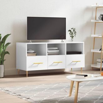 Berkfield Home TV Cabinet High Gloss White 102x36x50 cm Engineered Wood | Size: 102 x 36 x 50 cm