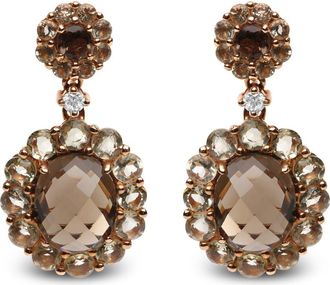 House of Brilliance 18K Gold Diamond Accent & Lemon & Smoky Color Quartz Gemstone Dangle Drop Earring in Pink at Nordstrom