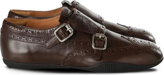 Miu Miu buckle-detail monk shoes - women - Calf Leather/Calf Leather/Calf Leather - 37.5 - Brown