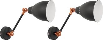 Beliani Conjunto De 2 L&aacute;mparas De Pared Con Brazo Oscilante De Metal Gris Grafito Dise&ntilde;o Moderno Mississippi M