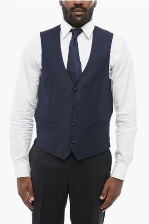 Corneliani Virgin Wool Vest with Half-Belt size 50