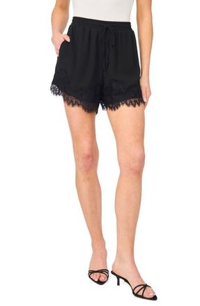 CeCe by Cynthia Steffe Pull-On Shorts with Lace Hem in Rich Black at Nordstrom, Size Xx-Small