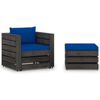 vidaXL Muebles De Jard&iacute;n 2 Piezas Con Cojines Madera Impregnada Gris Vidaxl
