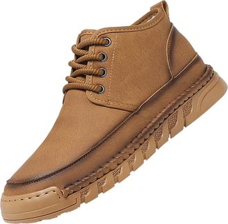 Generic Mens Fall and Winter Fashion Mens Sneakers Mens Hiking Sneakers Walking Mens Shoes Mens Boots Shoes for Men (Yellow, 8.5)