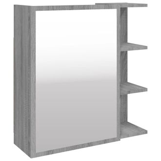 vidaXL Vidaxl - Armario Y Espejo Ba&ntilde;o Contrachapada Gris Sonoma 62,5x20,5x64 Cm