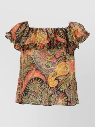 Etro off shoulder paisley top short sleeves