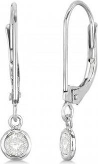 Allurez Leverback Dangling Drop Diamond Earrings 14k White Gold (0.20ct)