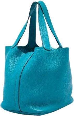 Herm&egrave;s Pre-owned Picotin 22 Bucket Bag - Dames - Vintage Tas - Blauw - ONE Size - Leer - Vintage