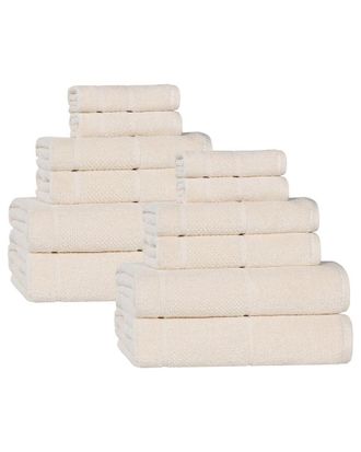 Superior Mile Smart Twist Cotton Medium Weight Solid Broad Border 12pc Towel Set