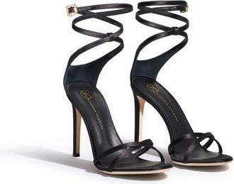 Temperley London Vixen Satin Strappy Sandals in Black at Nordstrom, Size 10