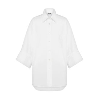 Moschino White Cotton Top with Wide Cuffs