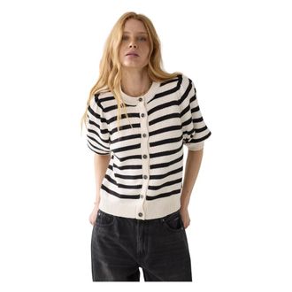 Summum Cardigans, female, Multicolor, Size: L Cardigan Striped Cotton Blend Knit