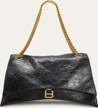 Balenciaga Crush Large Crinkled Leather Chain Shoulder Bag