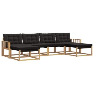 vidaXL Conjunto De Sof&aacute;s De Exterior Con Coj&iacute;n 6 Pcs Blanco Y Negro Vidaxl