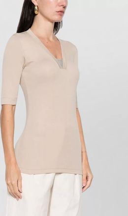 Brunello Cucinelli fitted v-neck sweater short sleeves