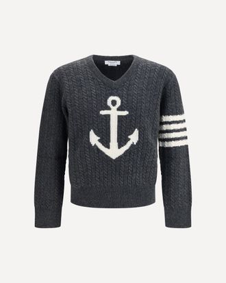 Thom Browne 4-Bar merino wool Sweater with Anchor motif Male 4