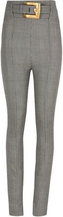 Balmain Stretch trousers in Prince of Wales jacquard in Black at Nordstrom, Size 36 Eu