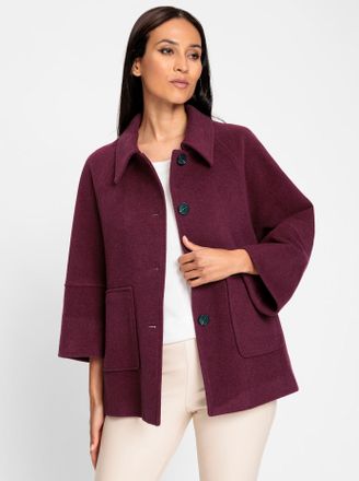 Heine Outdoorjacke HEINE, Damen, Gr. 34, rot (bordeaux), 50% Polyester, 50% Wolle, meliert, unifarben, Jacken Outdoorjacke