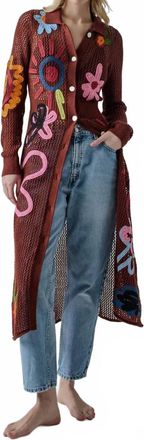 Lingua Franca Onar Mesh Knit Button-Down Midi Dress In Sierra Multi