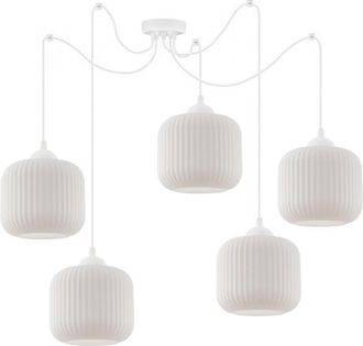 OEM L&aacute;mpara Colgante Spider Riffle Blanca 5pln Pantalla Cilindrada Blanca E27