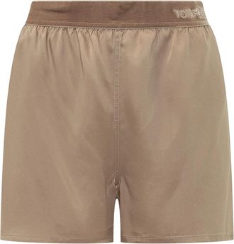 Tom Ford Zijde satijn PJ shorts - Dames - Pyjama - Bruin - M - Satijn - Nachtkleding