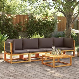 vidaXL Conjunto De Sof&aacute; De Jard&iacute;n De 4 Piezas Con Cojines De Madera De Acacia Y Cuerda Vidaxl