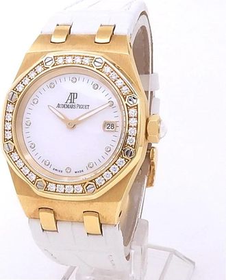 Audemars Piguet Pre-owned Audemars Piguet Royal Oak Diamond Mother of Pearl Dial Ladies Watch 67601BA.ZZ.D012CR.03