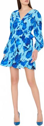 Milly Liv Pleated Dress In Blue Multi