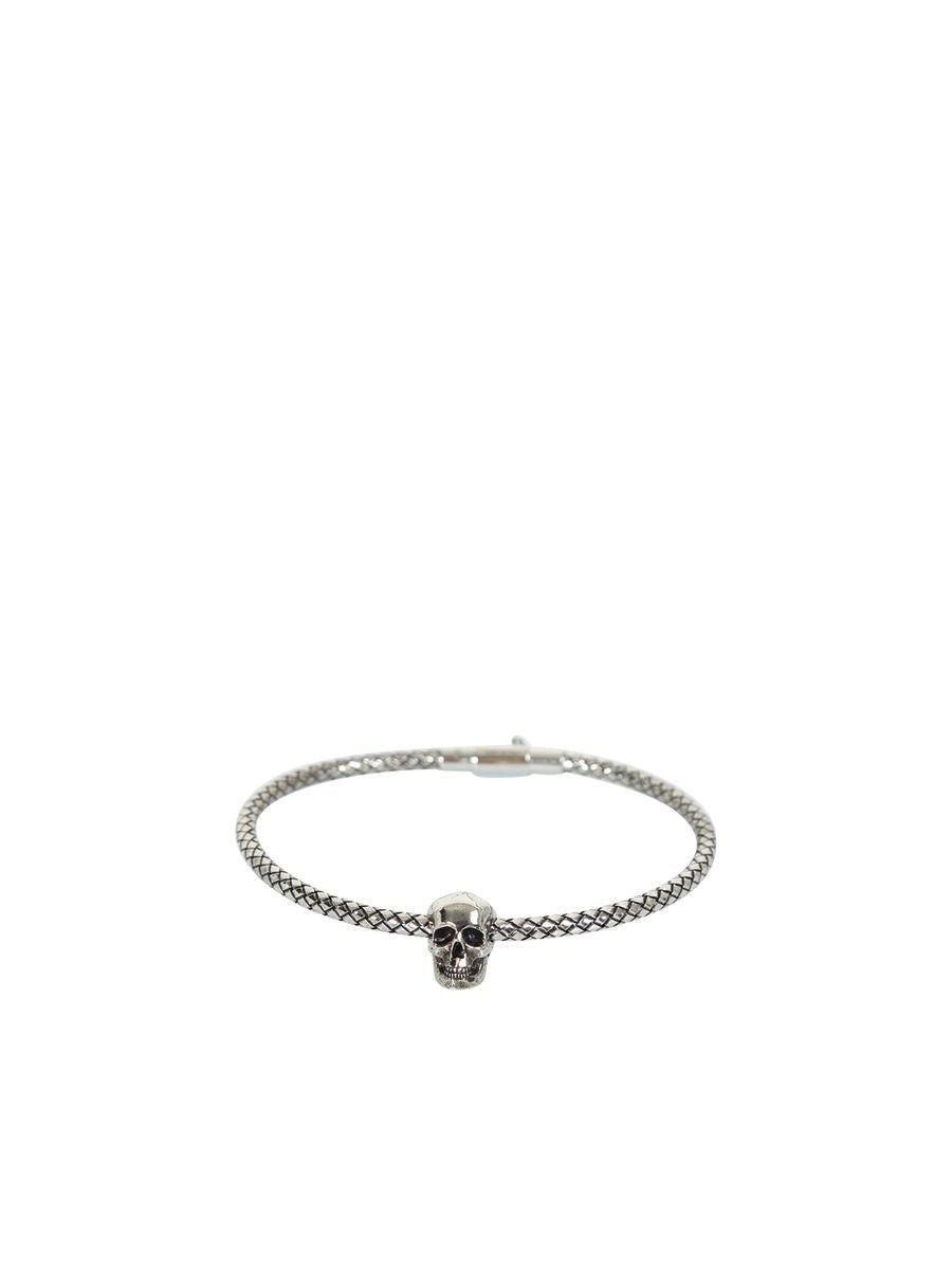 Silver Thin Twin Skull Bracelet