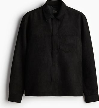 H&M Aufgerautes Overshirt in Regular Fit - Schwarz