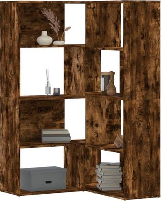 vidaXL Vidaxl - Libreria Angolare 4 Ripiani Rovere Fumo 85x85x140 cm Truciolare