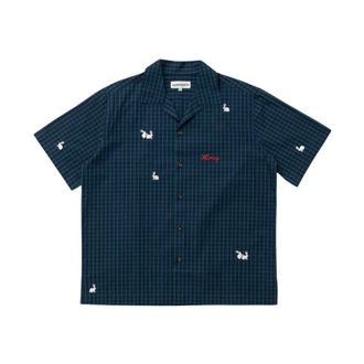 Carne Bollente Check Me Out Shirt - Heren - Korte mouwen Overhemden - Groen - L - Katoen - Overhemden