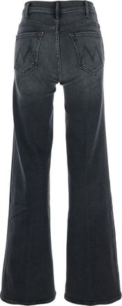 Mother Grey Five-pocket Flared Jeans In Cotton Denim Woman