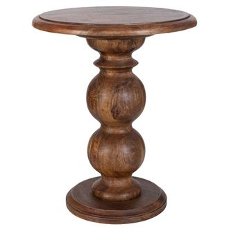 Wanderlust Deco Mesa Auxiliar De Madera Artesanal Marr&oacute;n 47x47x57h Cm