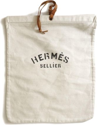 Herm&egrave;s Ivory Toile H Pouch (Pre-Owned)