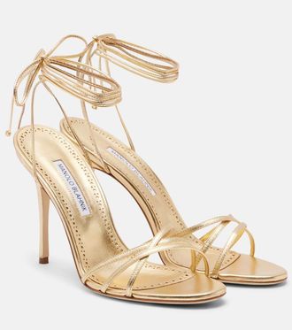 Manolo Blahnik Leva 105 metallic leather sandals