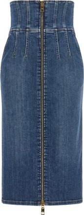 Elisabetta Franchi Rokken, Dames, Blauw, M, Katoen, Midi Rok