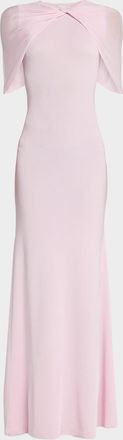 Roland Mouret Twist Draped Shawl Mermaid Gown