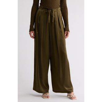 Frame Denim High Waist Wide Leg Silk Pants in Rich Military at Nordstrom Rack, Size 0