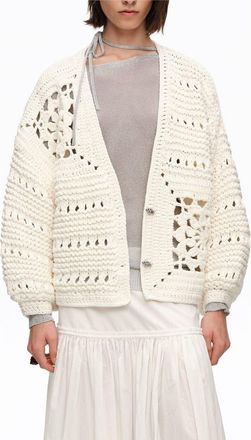 Bimba & Lola Crochet Balloon-Fit Cardigan in White at Nordstrom, Size X-Small