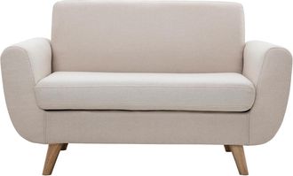 Miliboo Miliboo - Sof&aacute; N&oacute;rdico 2 Plazas Beige Y Madera De Caucho Maciza Pure