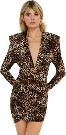 Alexandre Vauthier Aansluitende Mini Luipaardprint Jurk - Dames - Korte kleedjes - Bruin - S - Kleedjes