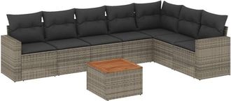 vidaXL Vidaxl - Set De Sof&aacute;s De Jard&iacute;n 8 Pzas Y Cojines Rat&aacute;n Sint&eacute;tico Gris