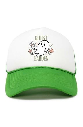 Dalix Ghost Garden Snapback Trucker Hat in Kelly White at Nordstrom