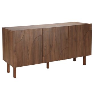 Oviala Aparador de 3 puertas en melamina 160 cm efecto madera oscura