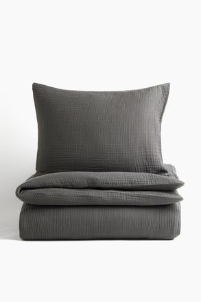 H&M Musselin-Bettw&auml;sche f&uuml;r Einzelbett - Grau